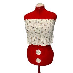 American Eagle Smocked Floral Tube Top Size S Cottagecore Festival Boho